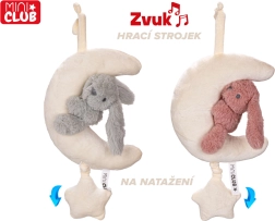 Plyšový mesiačik so zajačikom s naťahovacím hracím strojčekom 35 cm