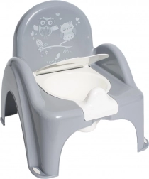 Hrajúci detský nočník s poklopom Sovy, sivý