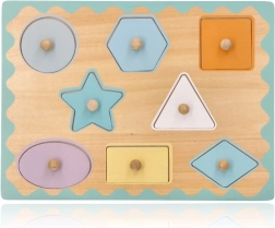Drevené vkladacie puzzle s úchytmi – tvary