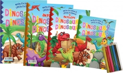 maľovanky a aktivity dinosaury s pastelkami