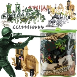 vojenská základňa – sada vojačikov a techniky 300 ks v púzdre