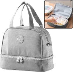 Termoizolačná obedová taška s nastaviteľným popruhom strieborná