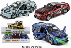 kovové závodné autíčko 1:32 s otváracími dverami a svetlom