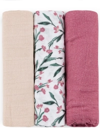 Bambusové mušelínové plienky Petite&Mars Moussy pink meadow 68 × 68 cm (3 ks)