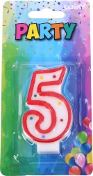 Párty sviečka číslo 5 červená