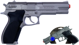 Policajná pištoľ strieborná matná kovová 8 rán