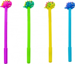 Dinosauří guľôčkové pero so zarážkou čierna náplň mix fialová zelená 0,5 mm