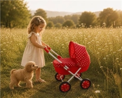 New Baby detský kočík pre bábiky Anička červený