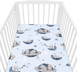 Bavlnená plachta do postieľky NEW BABY Teddy Bear in Space 120 × 60 cm
