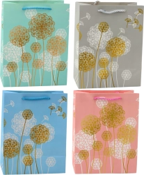 Darčeková taška s motívom púpavy so zlatými akcentmi 23 x 18 x 10,5 cm