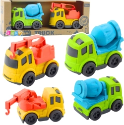 Stavebná sada autíčok z bio plastu – miešačka a odťahové vozidlo s hákom