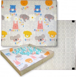 Obojstranná skladacia penová hracia podložka 2v1 HUMBI 200 × 180 cm s okrajmi na suchý zips