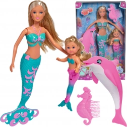 Steffi Love Mermaid Friends – set bábik morských víl Steffi a Evi s delfínom a hrebeňom
