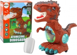 Tancujúci hnedý dinosaurus so senzorom prekážok, svetelnými a zvukovými efektmi