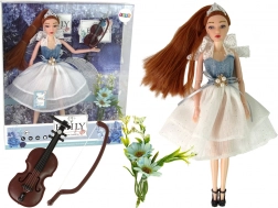 Bábika EMILY s husľami a kvetmi