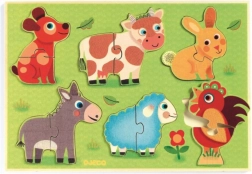 Drevené puzzle Na dvorku od Djeco