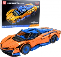Stavebnica diaľkovo ovládané športové auto, 1883 dielikov – modro‑oranžové