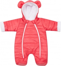 Zimná dojčenská kombinéza s uškami New Baby Pumi red raspberry 68