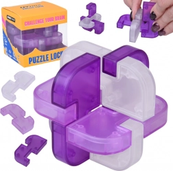 Logická 3D hlavolam Puzzle Lock – fialová kocka