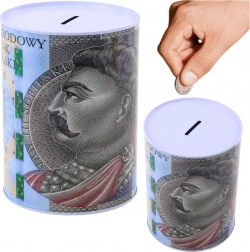 Kovová pokladnička s motívom bankovky 500 PLN 16 × 12 cm