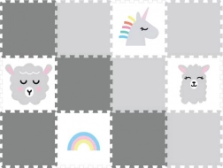 Pena podlahové puzzle do detskej izby Sivý jednorožec, 12 dielov