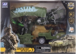 Vojenská sada s parašutistom, jeepom a vodným skútrom