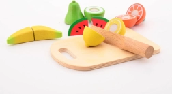 Drevené ovocie s doštičkou a nožíkom