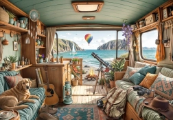 Bluebird puzzle kempovanie pri pobreží 1000 dielikov