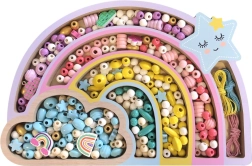Drevené pastelové koráliky Dúha, 330 ks