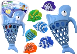 Košík na chytanie rybičiek do vody – modrý žralok