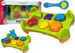 Obojstranný edukačný sorter s kladivkom a tvarmi