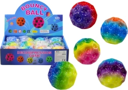 Svietiaca stláčacia a odrážacia loptička s jamkami 7 cm, farebná