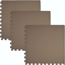 Pevná podlahová podložka HUMBI 180 × 60, veľké vodoodolné puzzle, bezpečné, 3 ks, tmavobéžová cappuccino