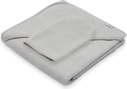 Detská froté osuška s kapucňou New Baby Basic 80 × 80 cm sivá