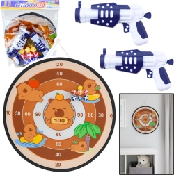 Detská kapybaria terčová hra s pištolami a loptičkami na suchý zips 73,5 cm