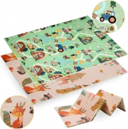 Obojstranná skladacia penová podložka HUMBI 120 × 180 cm – les a dedina, XPE