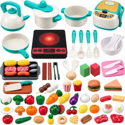 Detská kuchynská sada so sporákom, riadom a potravinami so zvukmi – 90 dielov