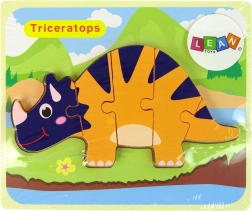 Drevené puzzle dinosaure – triceratops alebo ankylosaurus, oranžová