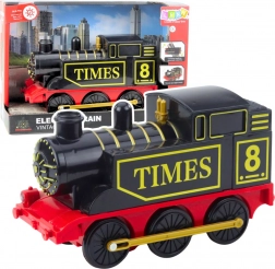Elektrická retro lokomotíva so svetlami a zvukmi
