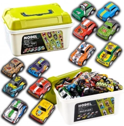 Sada kovových autíčok v kufríku, farebná kolekcia 30 ks