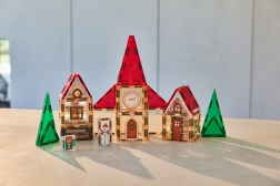 Cleverclixx magnetická stavebnica adventný kalendár Vianočná dedinka – 46 ks
