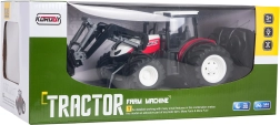 RC traktor s čelným nakladačom, červený 1:24