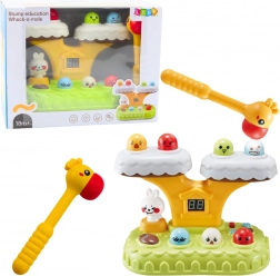 Interaktívna hra Whack‑a‑Mole pre deti s melódiami a 7 rýchlosťami