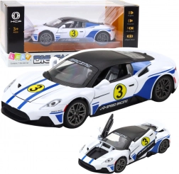 Kovové športové auto s efektmi 1:22 biela