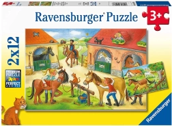 ravensburger puzzle prázdniny na statku s koňmi 2×12 dielikov