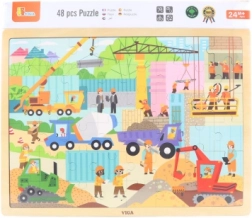Drevené puzzle 48 dielikov – stavebné stroje