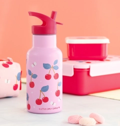 Nerezová fľaša na pitie s motívom čerešní 350 ml