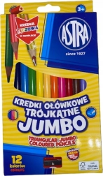 Trojhranné jumbo pastelky s strúhadlom 12 ks ASTRA