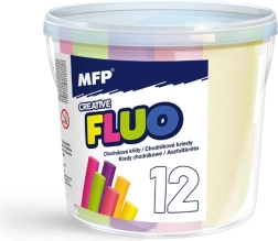 Neónové chodníkové kriedy, okrúhle, 12 ks, mix farieb, vedierko