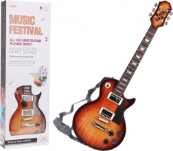 Detská elektrická gitara so slúchadlami a mikrofónom – Hnedá